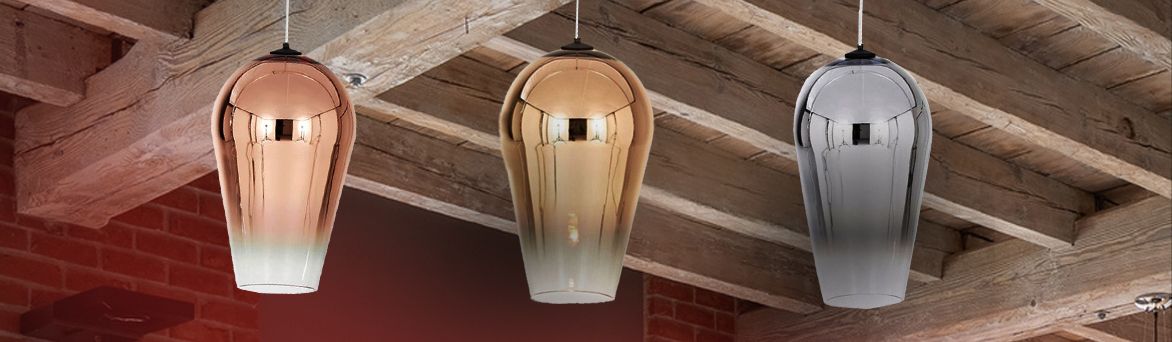 Lampa wisząca szklana Lustrzana APP324-1CP Różowe Złoto
