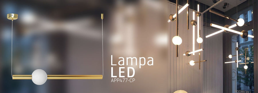 Lampa Sufitowa Wisząca Długa LED  APP477-CP Złota