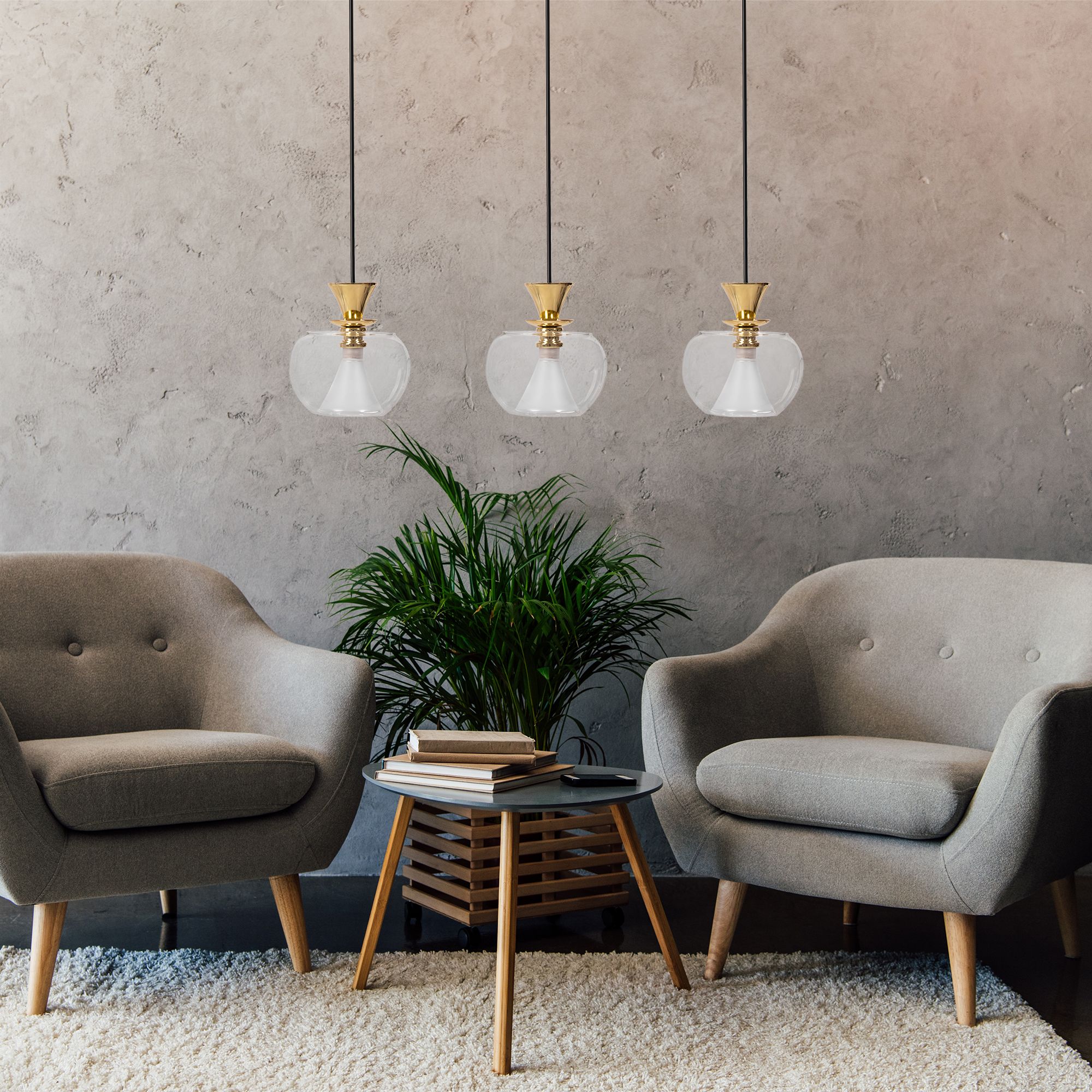 Lampa Sufitowa Wisząca Szklana Kula APP903-3CP Złota