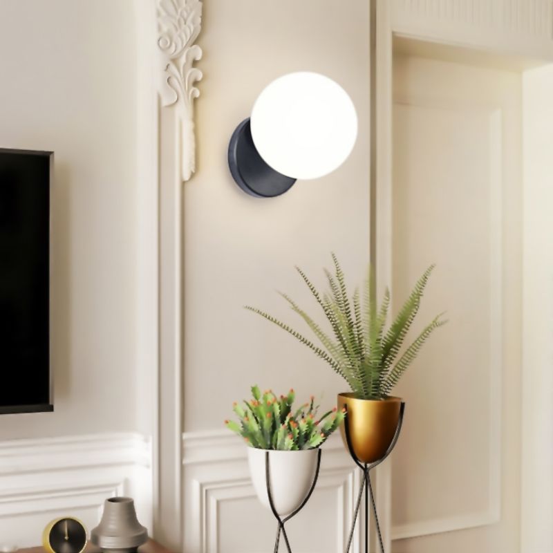 Lampa Ścienna Kinkiet Szklana Kula APP949-1W Czarna