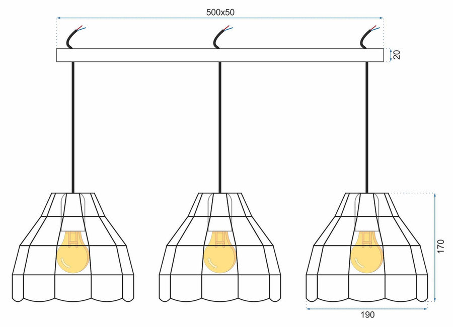 Lampa Sufitowa Wisząca Potrójna Metalowa APP245-3CP