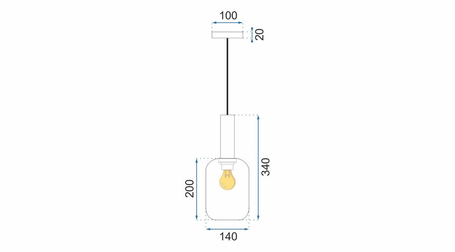 Lampa Sufitowa Wisząca Szklana APP458-1CP Pomarańczowa