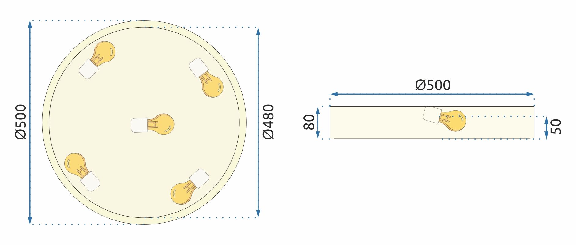 Lampa Plafon Classic APP874-C 50 cm Złota