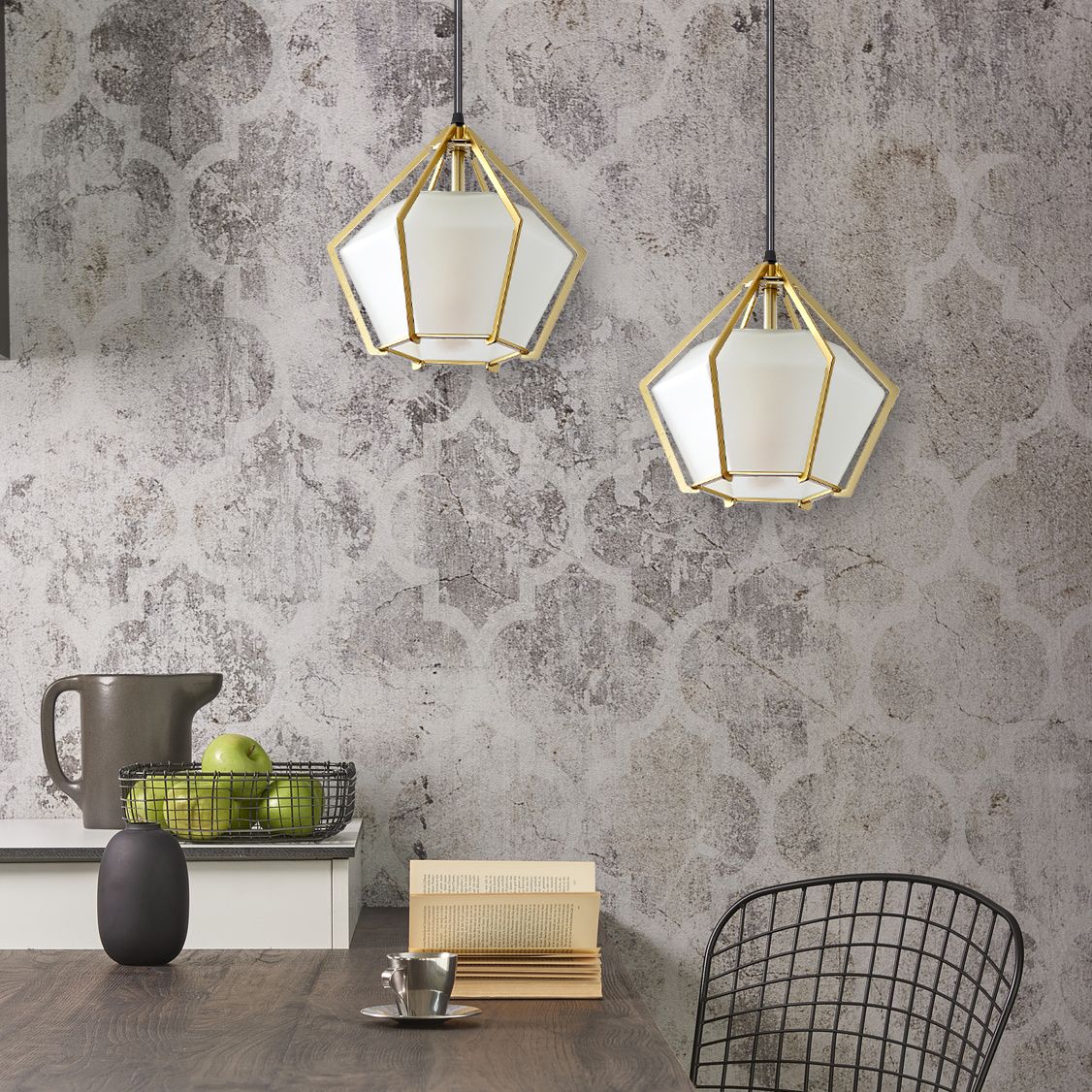 Lampa Wisząca Sufitowa Diament Szklana APP451-1CP Biała