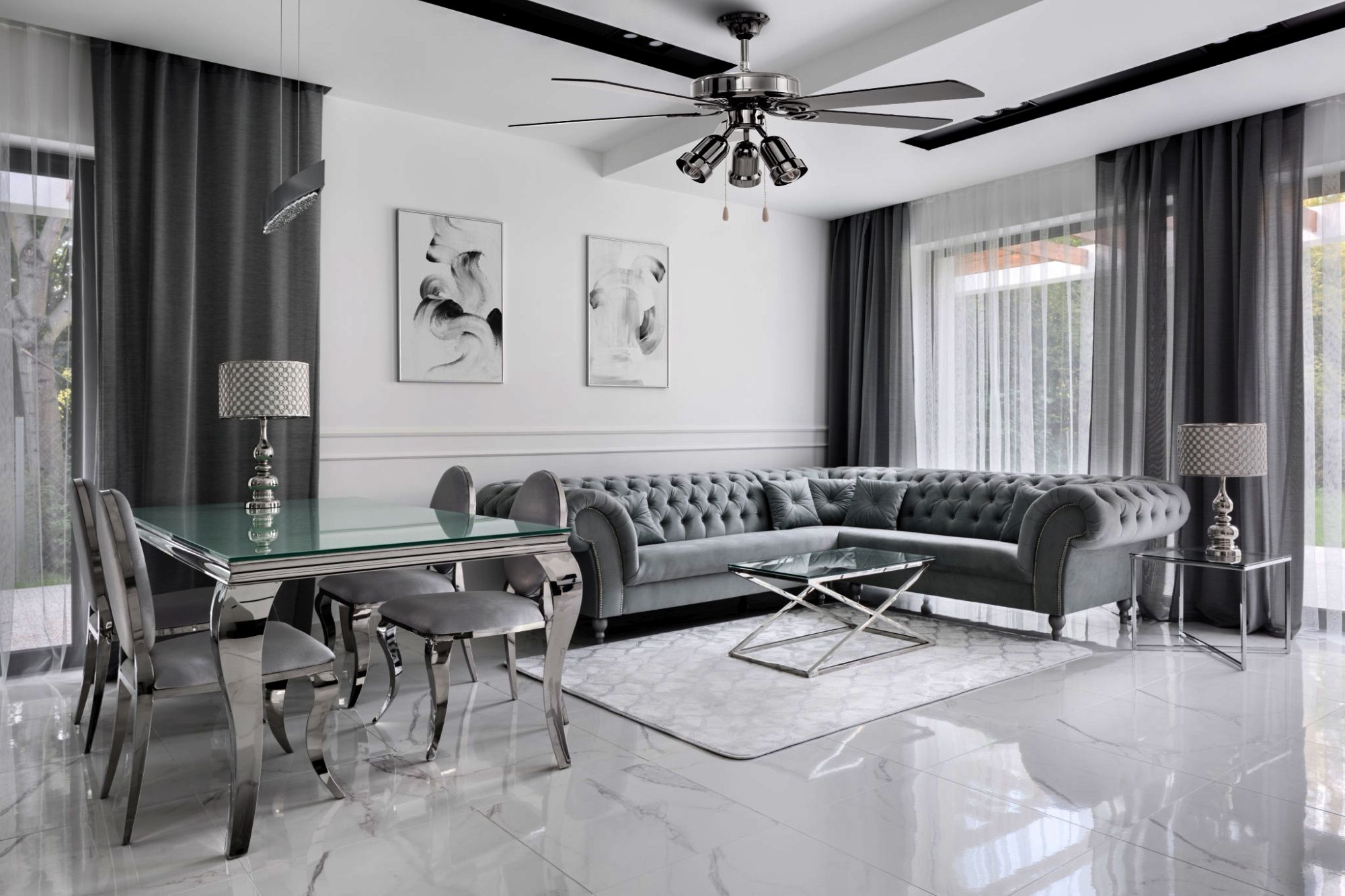 Żyrandol z wentylatorem Lampa 392190 wiatrak