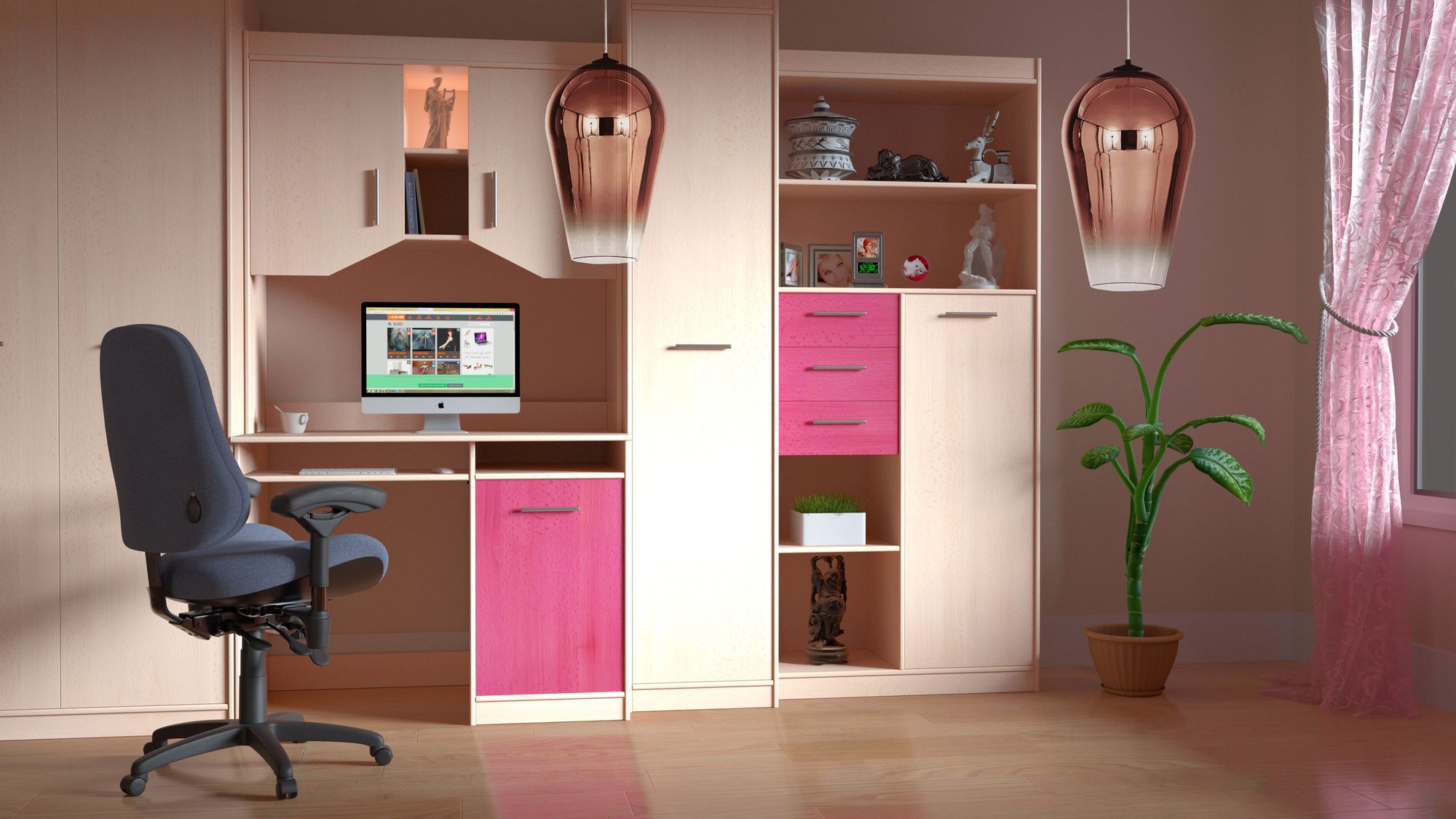 Lampa wisząca szklana Lustrzana APP324-1CP Różowe Złoto