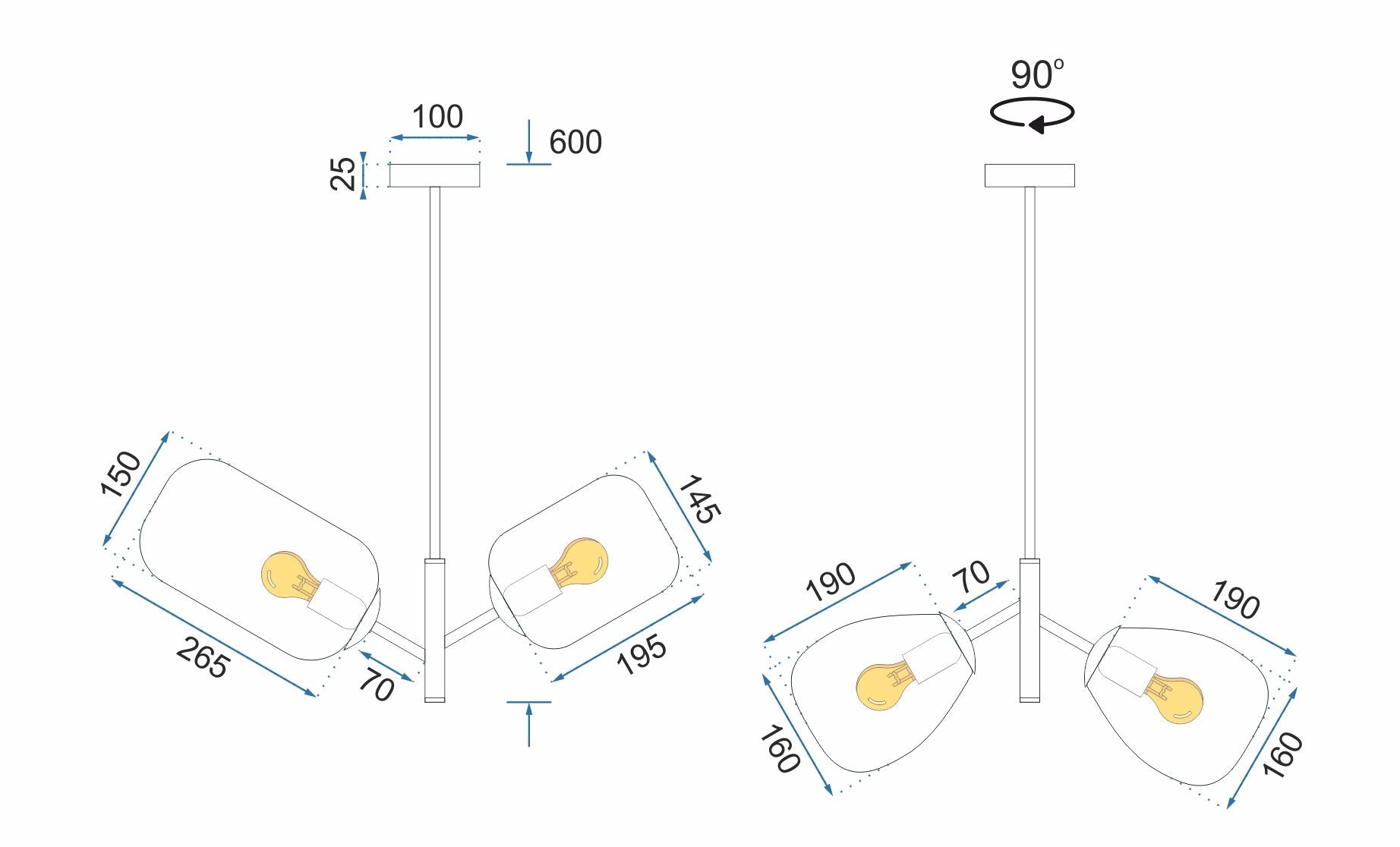 Lampa Sufitowa Wisząca Szklana APP436-4C Multicolor