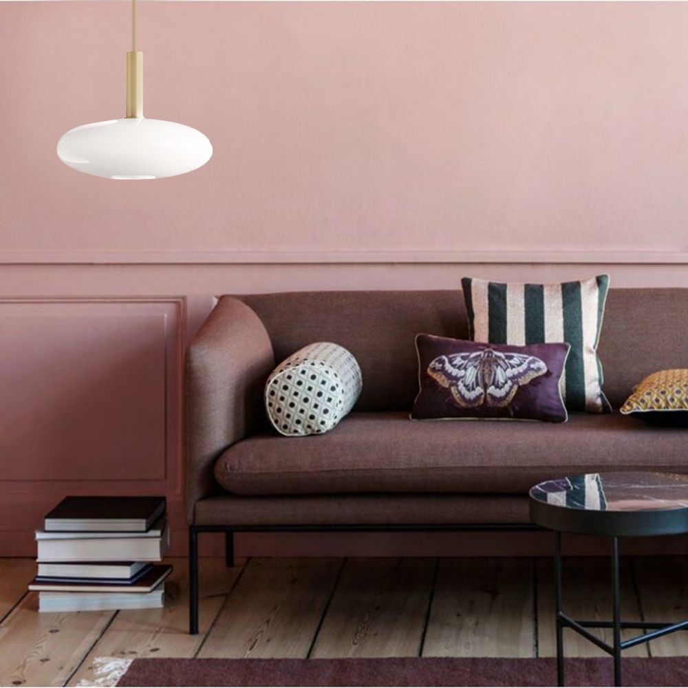 Lampa Wisząca Sufitowa Szklana Mleczna  APP668-1CP Złota