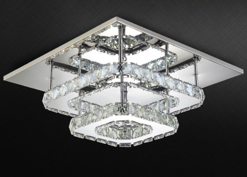 Lampa Sufitowa Kryształowa Plafon LED 24W Kwadratowa APP409-C APP410-C