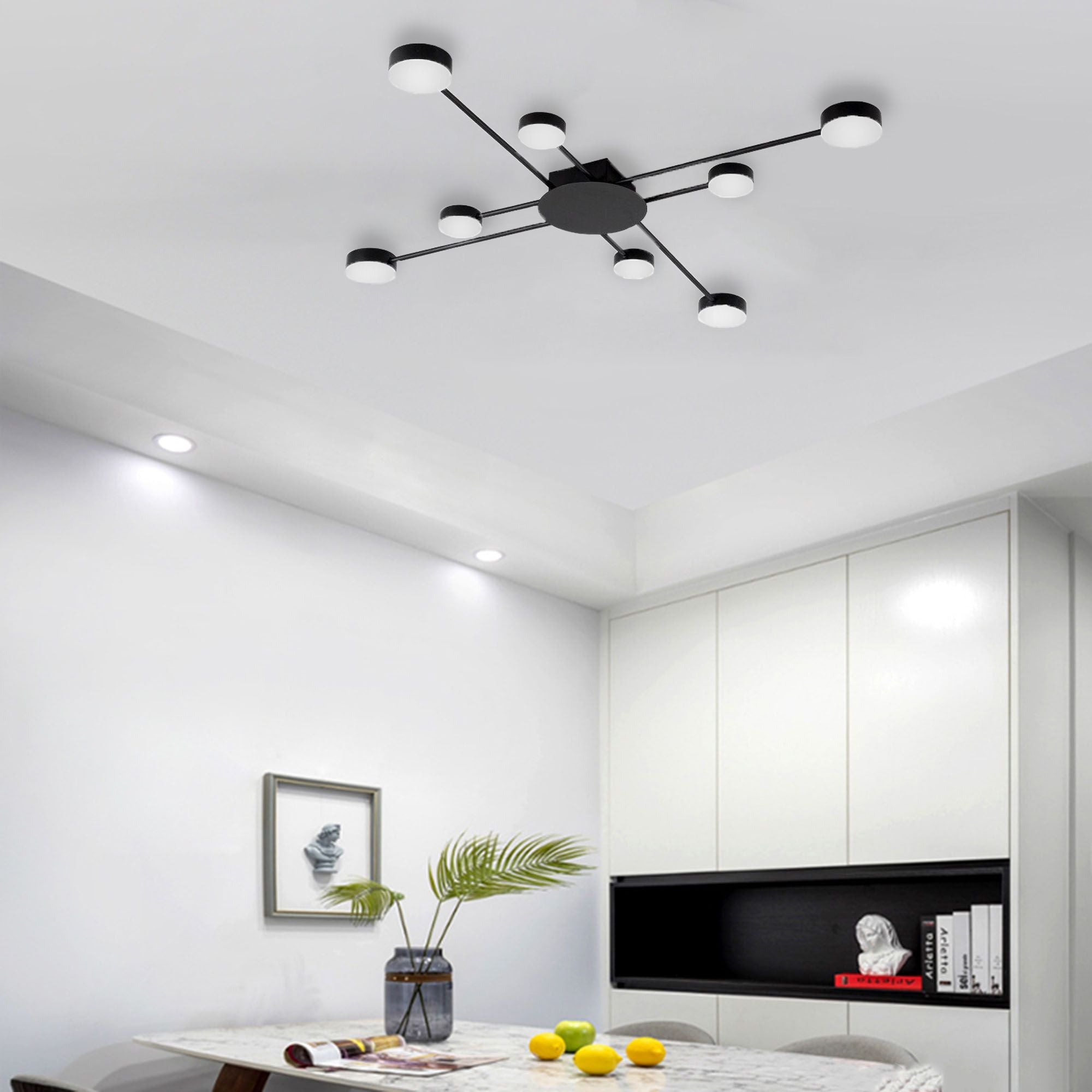 Lampa Sufitowa Nowoczesna 8-ramienna Led App523-8c Czarna