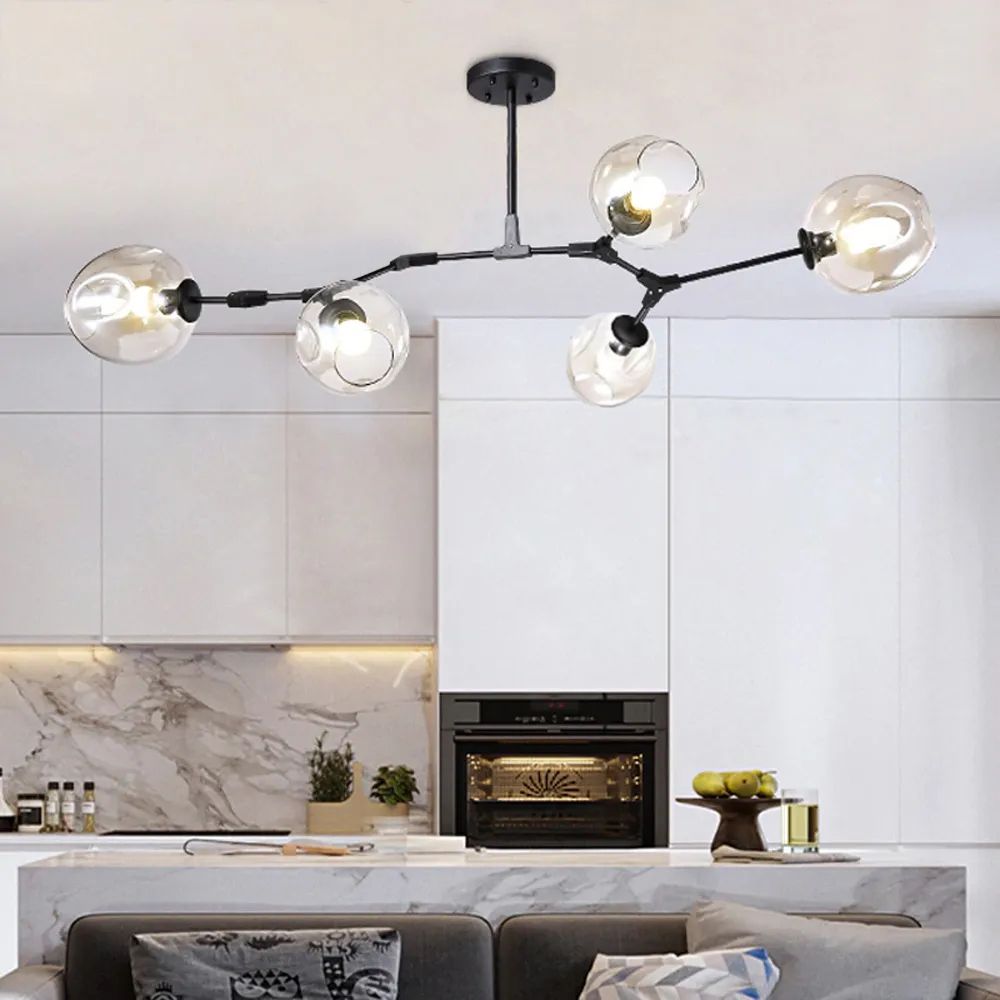 Lampa Wisząca Szklane Kule 5 Ramion APP504-5C Czarna