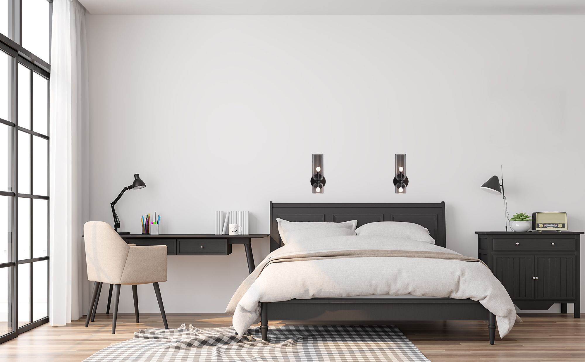 Lampa Ścienna Kinkiet App1208-2w Czarna