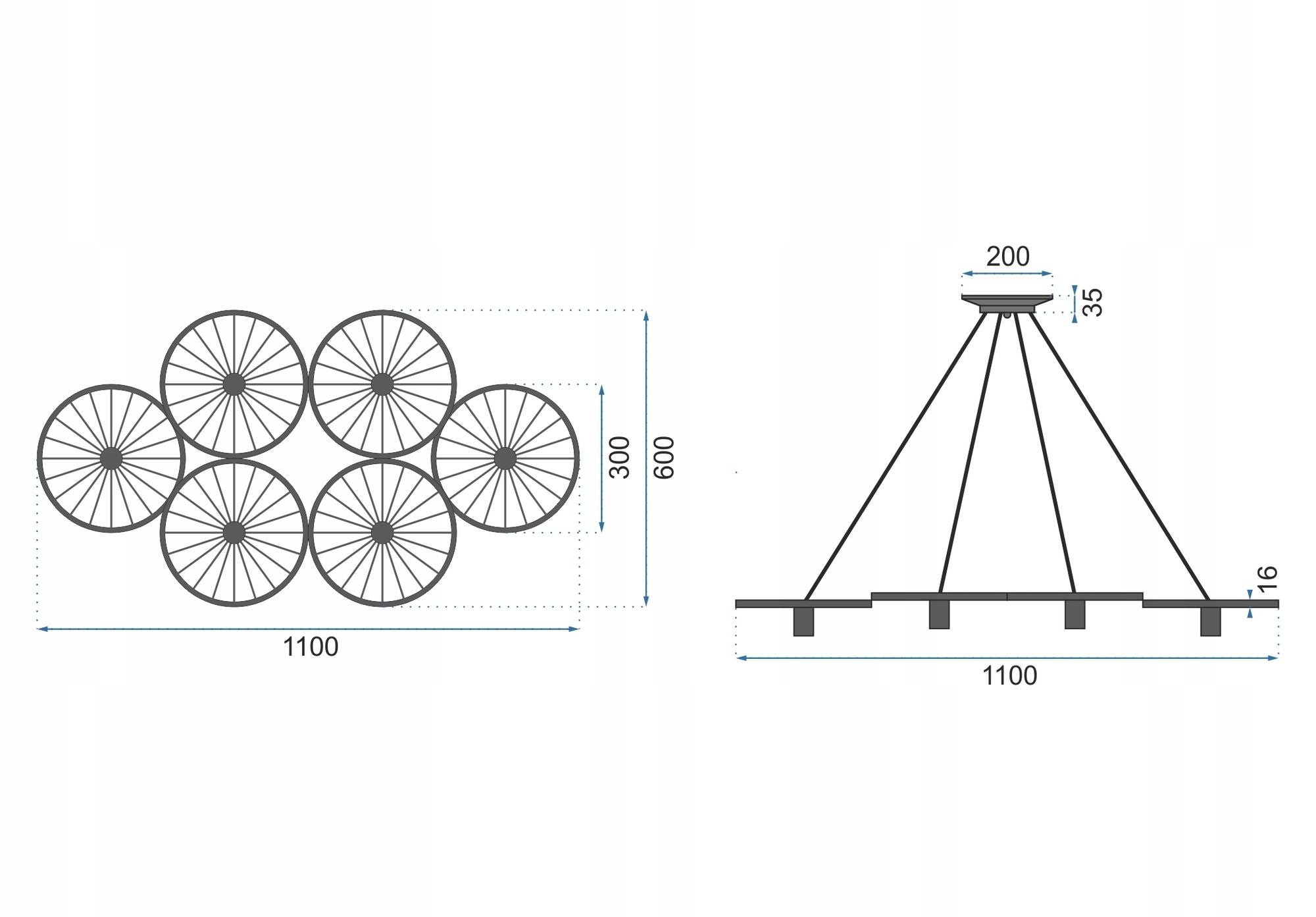 Lampa Sufitowa Wisząca App215-6cp Koło Industrial