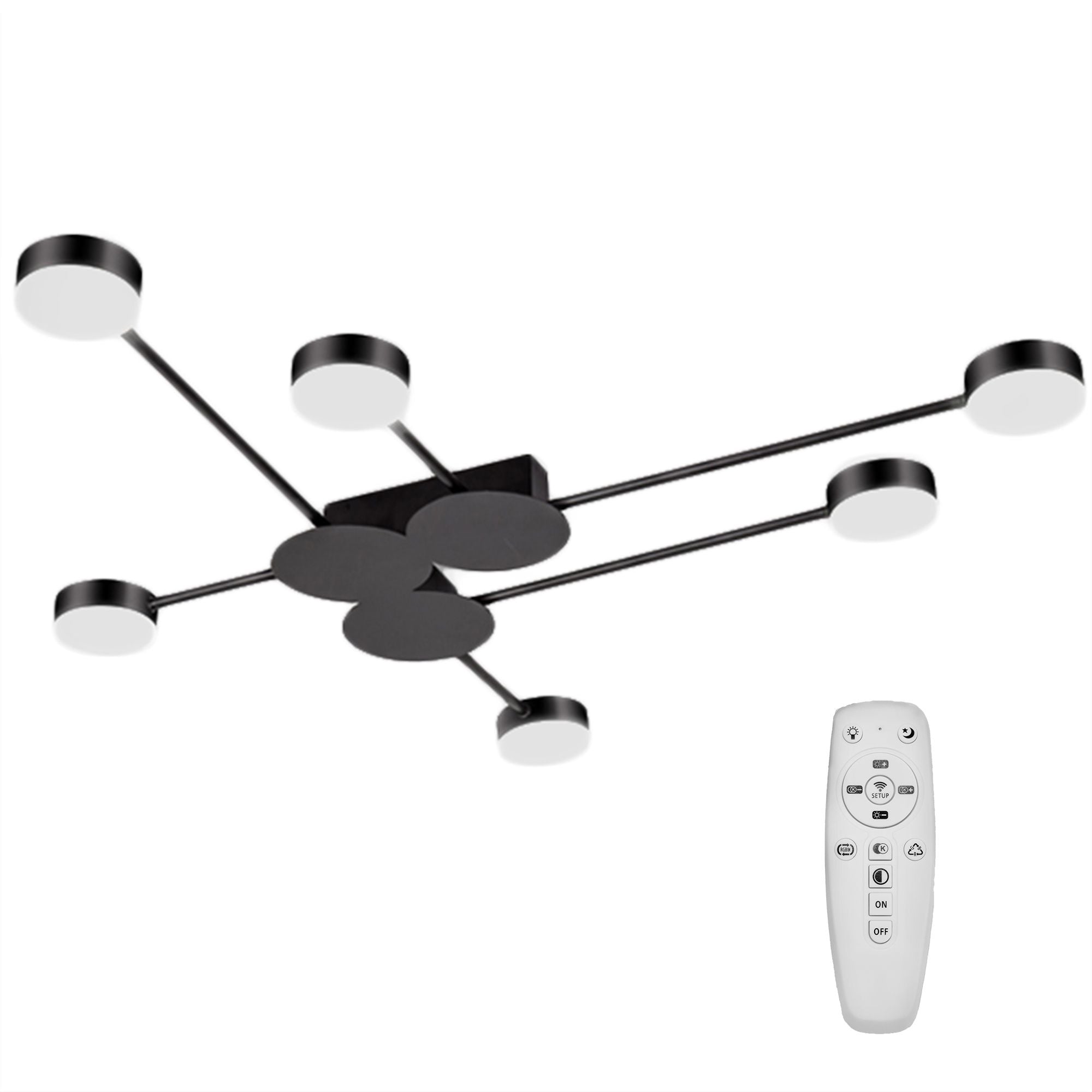 Lampa Sufitowa Nowoczesna 6-ramienna Led App521-6c Czarna