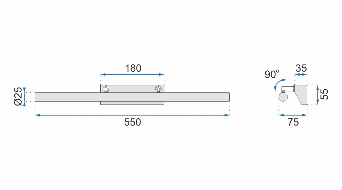 Lampa Kinkiet Łazienkowy Led Nad Lustro 7w 55cm App362-1w