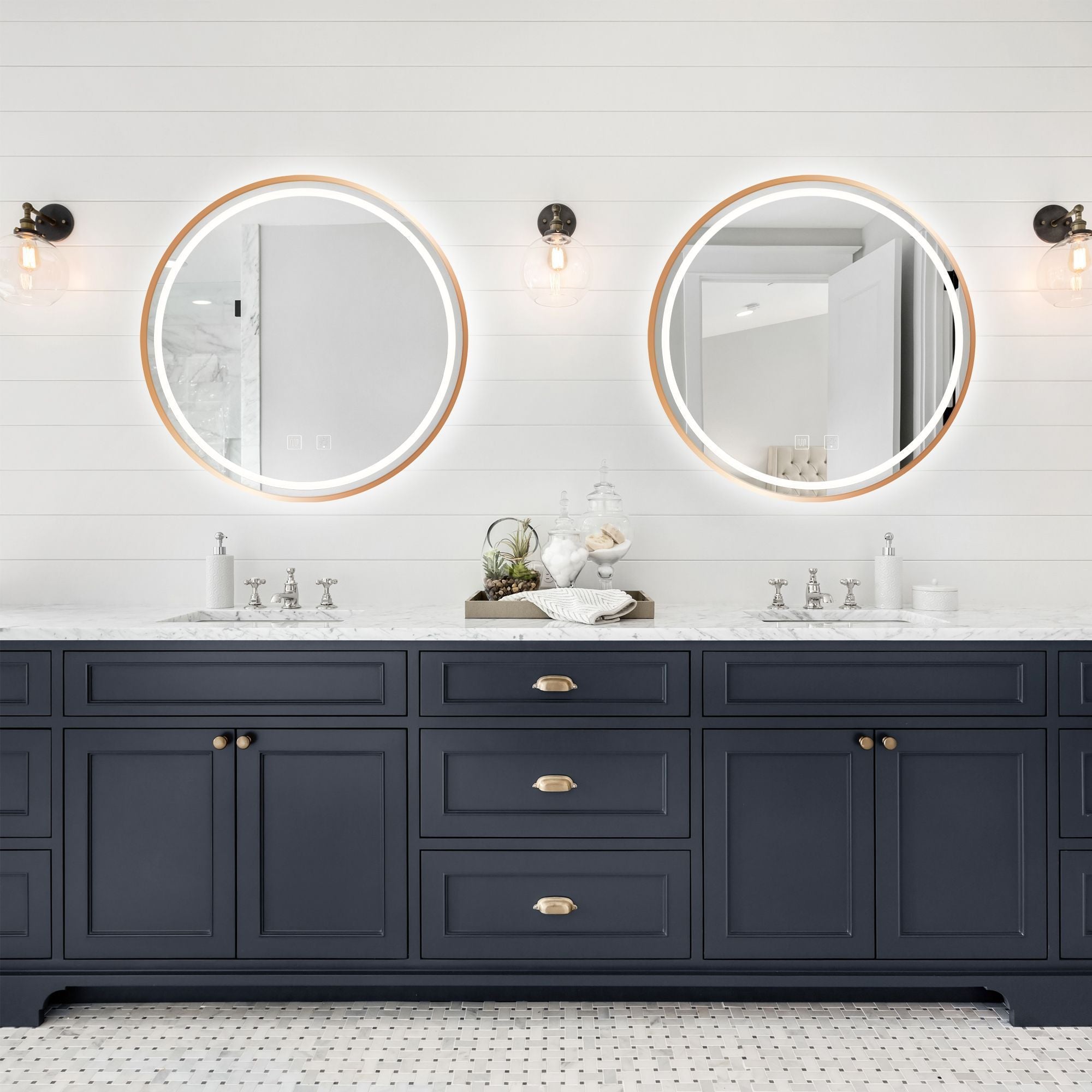 Lustro Ścienne Led 70cm Mmj Miedziane Szczotkowane 6