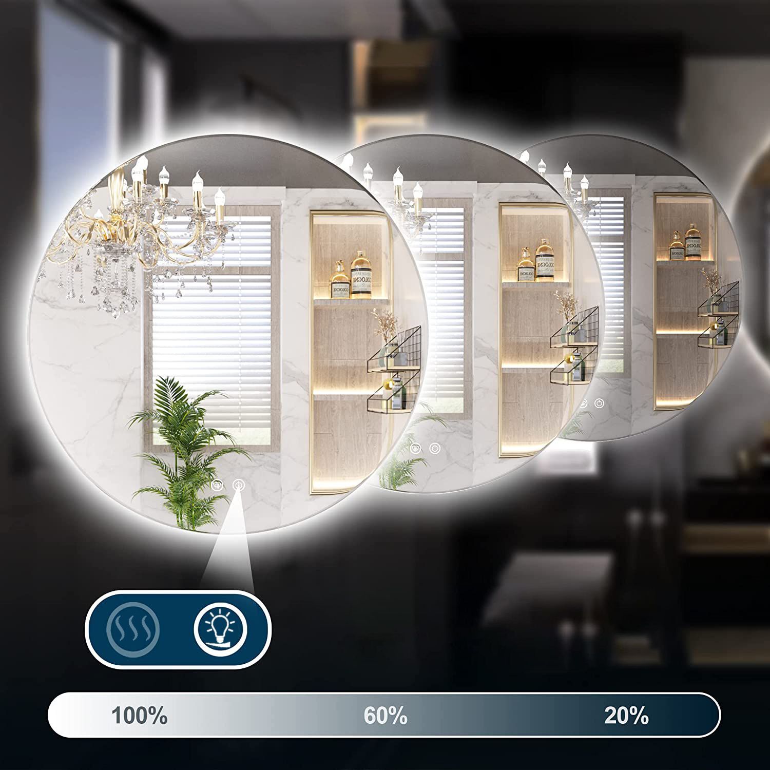 Lustro ścienne led 90cm hzj090