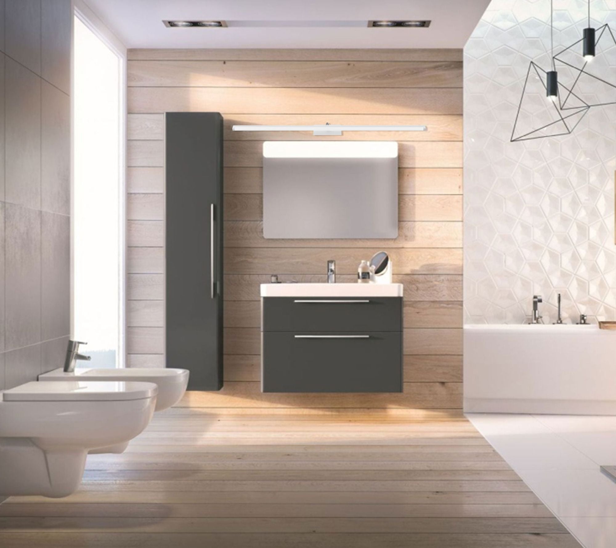 Lampa Kinkiet Łazienkowy Led Nad Lustro 20w 100cm App376-1w Biała