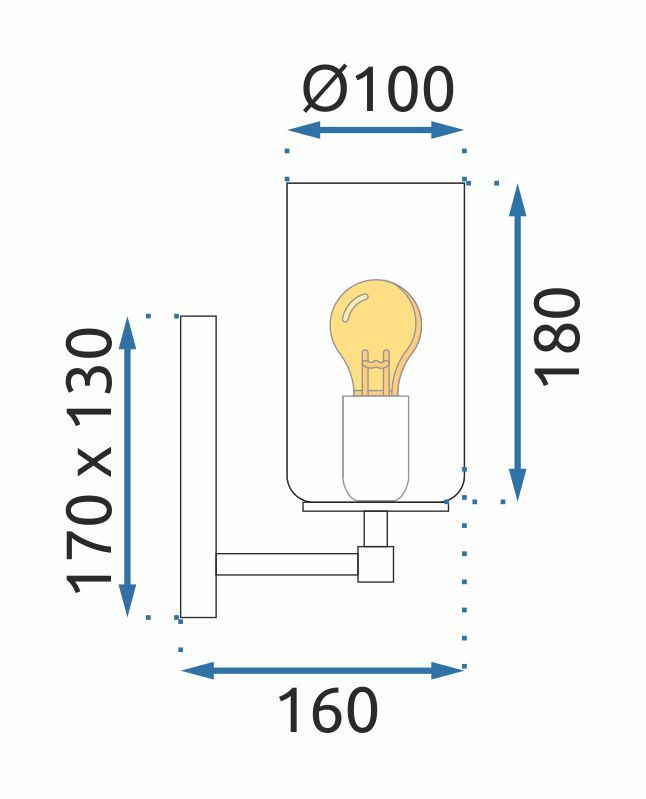 LAMPA ŚCIENNA KINKIET APP1222-1W Czarna