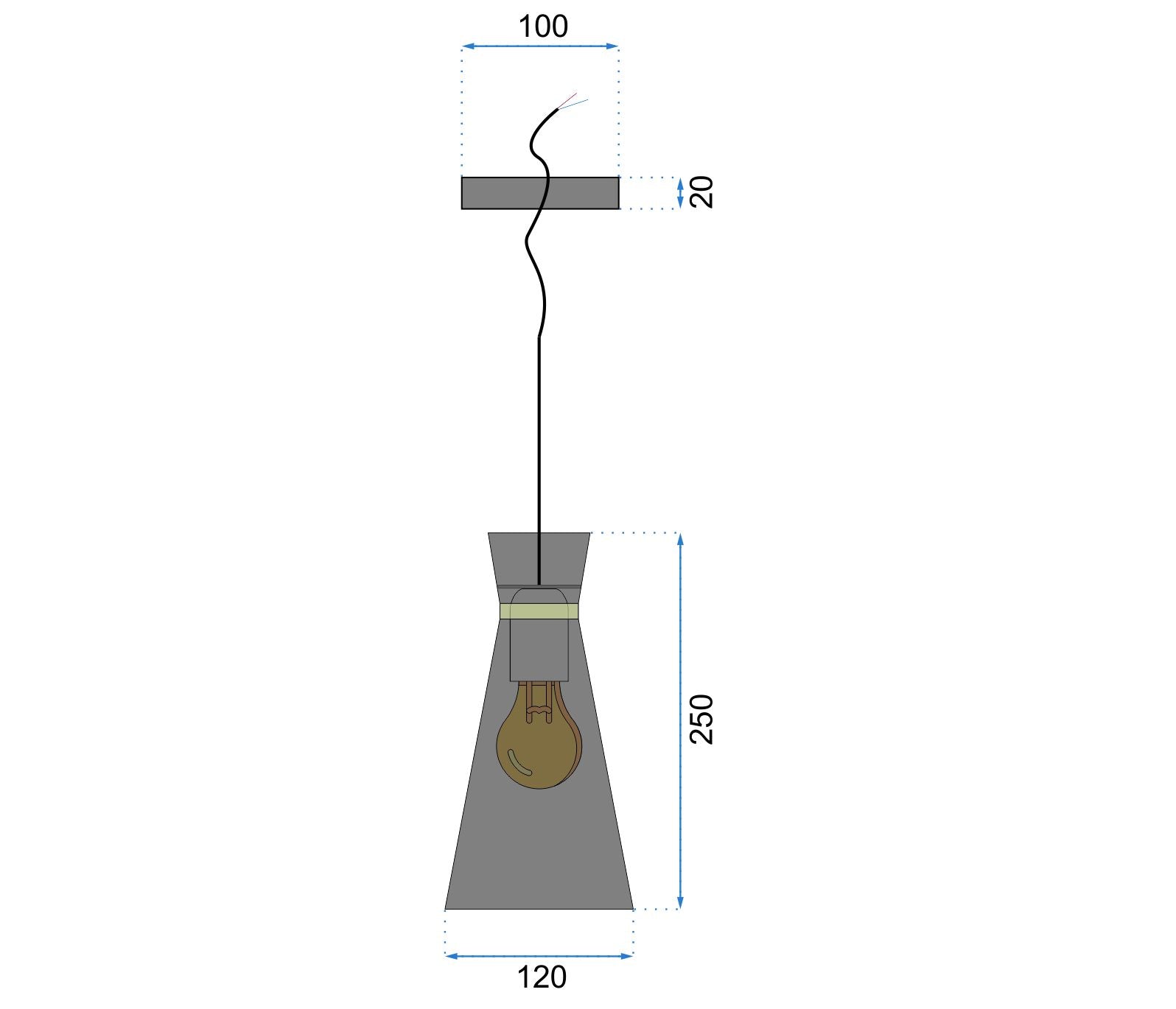 Lampa sufitowa wisząca pojedyncza KONA B szara mat